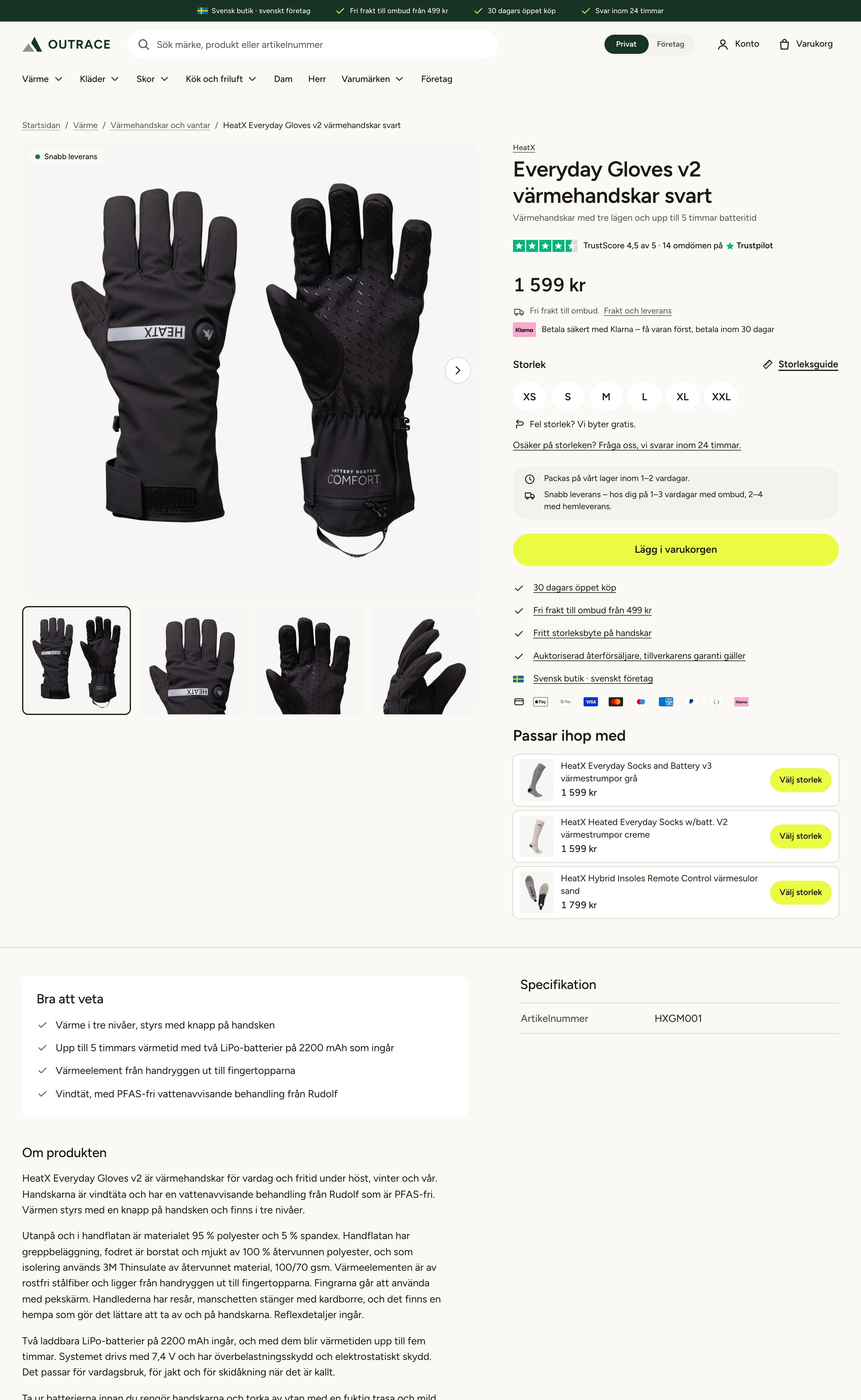 Produktsidan på outrace.se