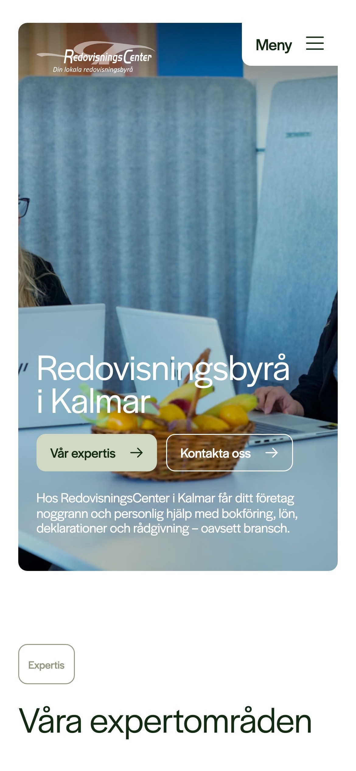 Startsidan på rckalmar.se i mobilen