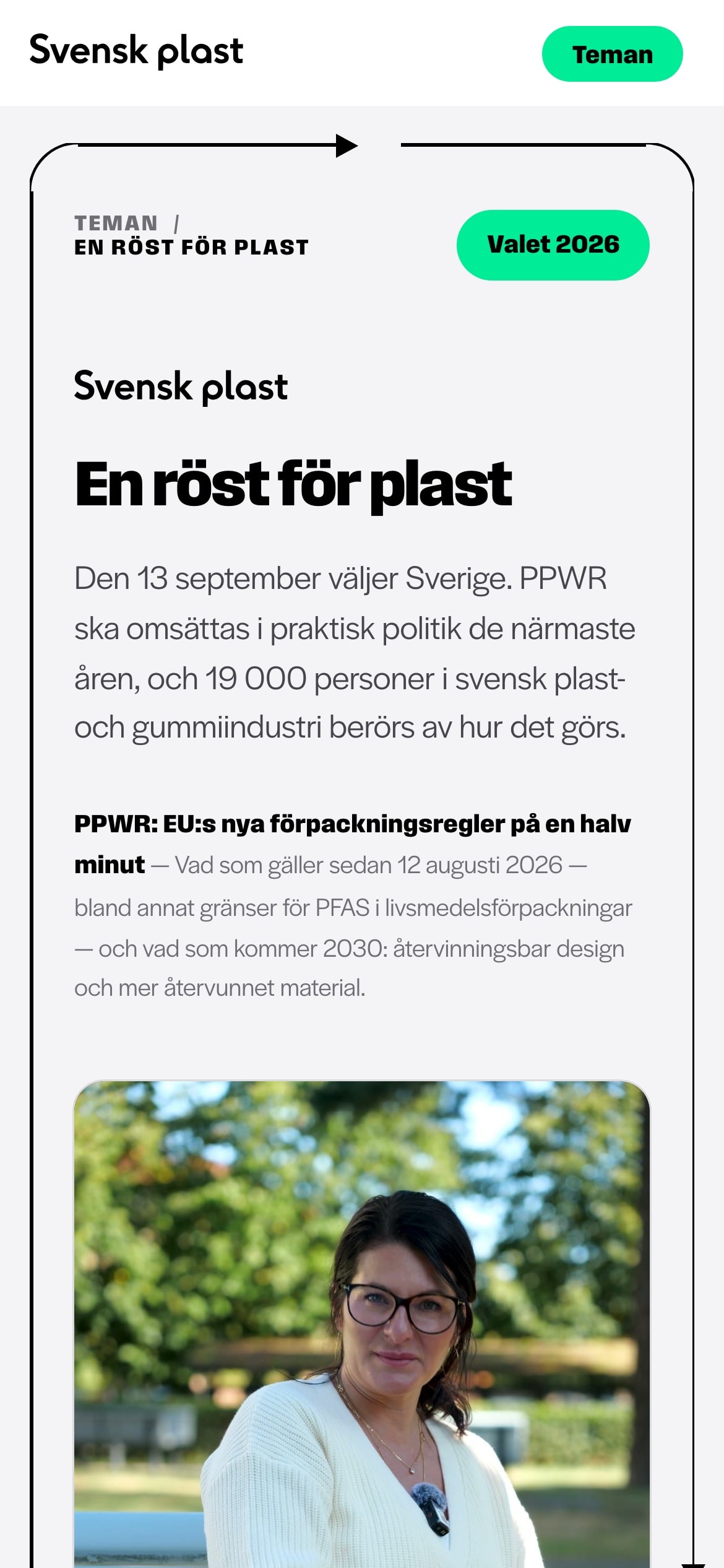 En röst för plast på teman.svenskplast.se i mobilen