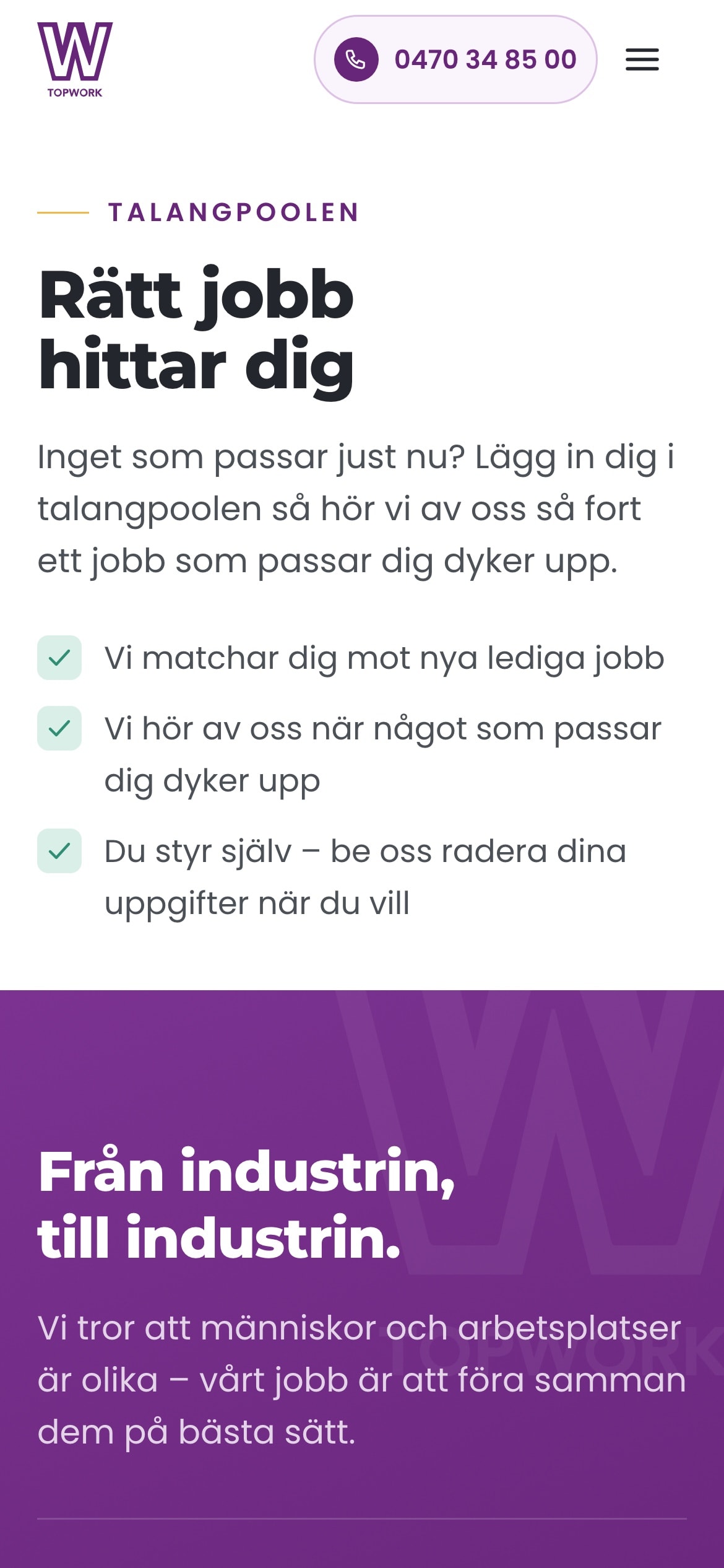 Talangpoolen på jobb.topwork.se i mobilen